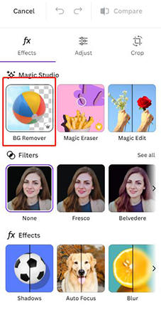 칸바에서 이미지의 배경을 제거하기