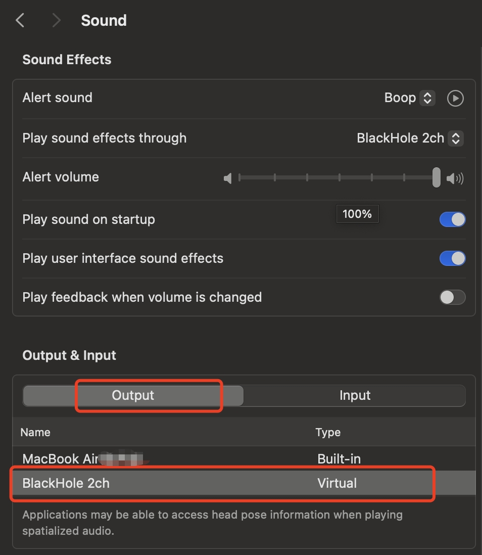 맥에서 blackhole 2ch로 마이크 선택하기