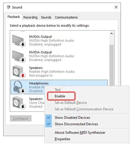 헤드폰 장치 활성화하기