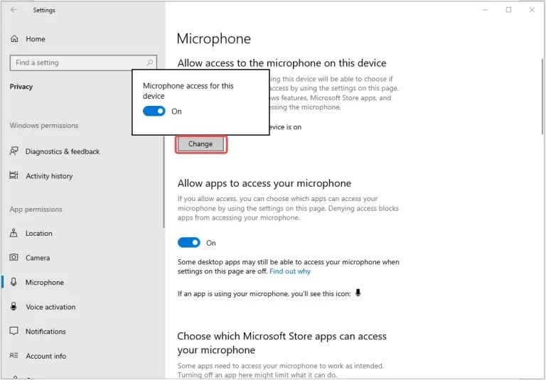 마이크 액세스 권한 부여하기