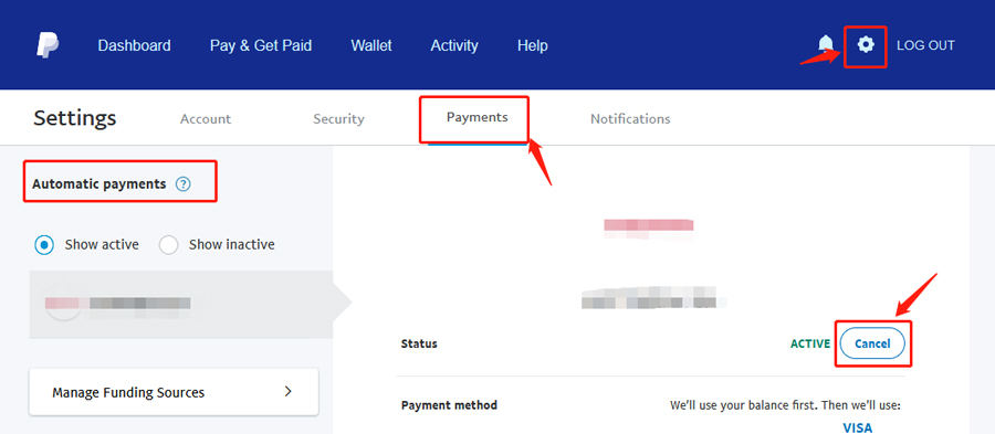 페이팔 구독 취소
