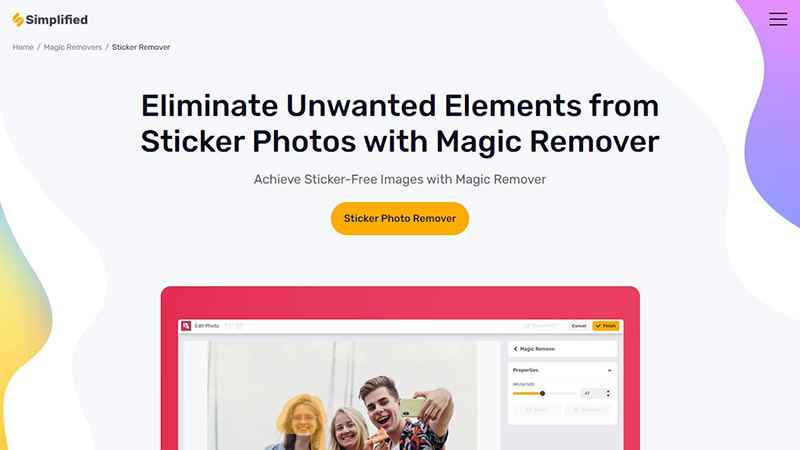 simplified 사이트에엇 사진 속의 스티커를 제거하기